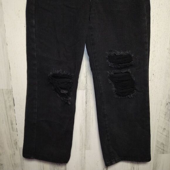 Princess Polly Size 2 Black Button Fly Crop Jeans - Picture 4 of 10